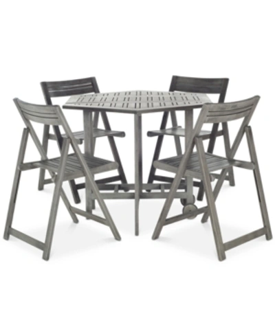 Shop Safavieh Manton Outdoor 5-pc. Dining Set (dining Table & 4 Chairs) In Grey