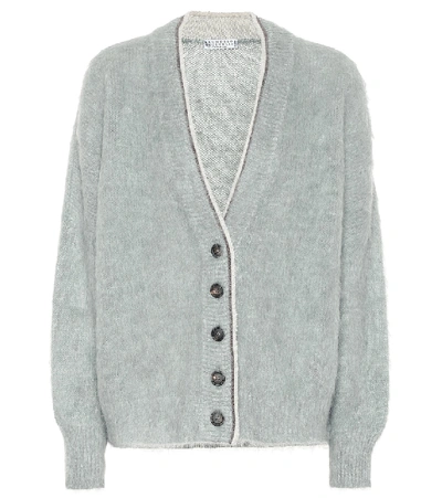 Shop Brunello Cucinelli Mohair-blend Cardigan In Blue