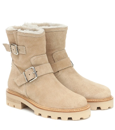 Jimmy Choo Youth Ii Suede Ankle Boots In Beige