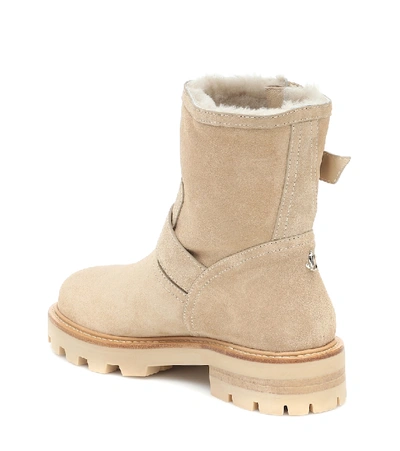 Jimmy Choo Youth Ii Suede Ankle Boots In Beige