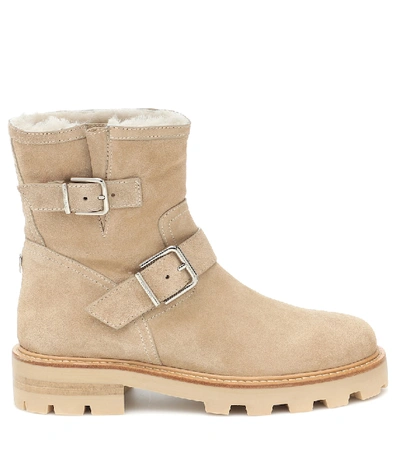 Jimmy Choo Youth Ii Suede Ankle Boots In Beige