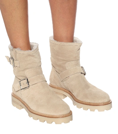 Jimmy Choo Youth Ii Suede Ankle Boots In Beige