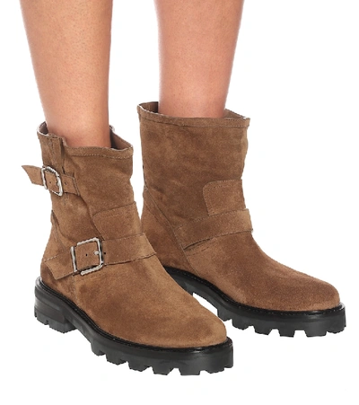 Shop Jimmy Choo Youth Ii Suede Ankle Boots In Brown