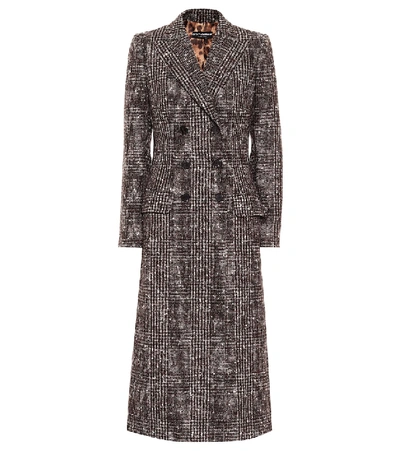 Shop Dolce & Gabbana Checked Wool And Alpaca-blend Coat In Brown