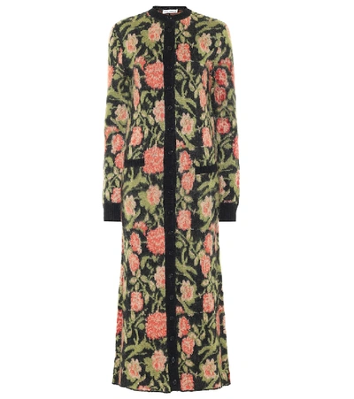 Shop Rabanne Floral Mohair-blend Maxi Cardigan In Multicoloured