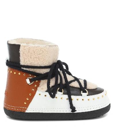 Shop Inuikii Curly Rock Shearling And Leather Boots In Multicoloured