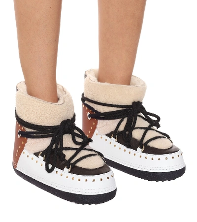 Inuikii Curly Rock Shearling Colorblock Snow Booties In Multicoloured