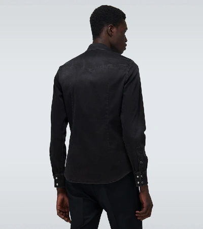 Shop Dolce & Gabbana Straight-fit Denim Shirt In Black
