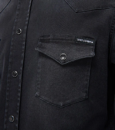 Shop Dolce & Gabbana Straight-fit Denim Shirt In Black