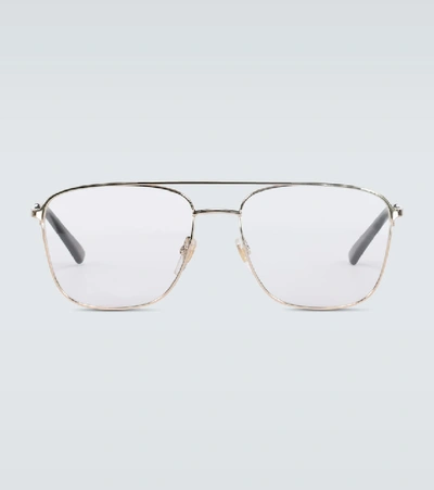 Shop Gucci Square-framed Aviator Glasses In Gold