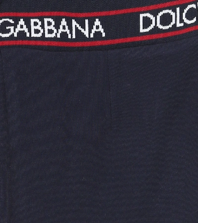Shop Dolce & Gabbana Stretch-cotton Leggings In Blue