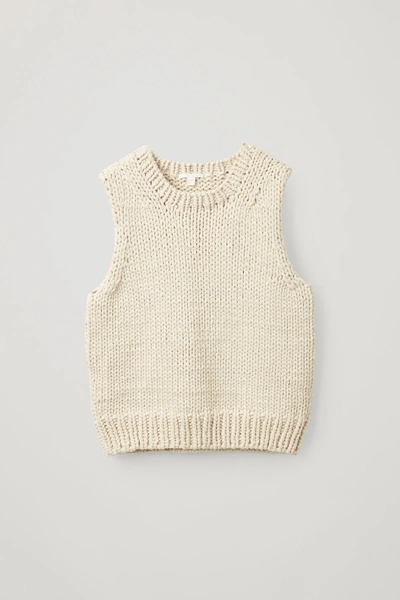 Shop Cos Cotton Chunky Knit Vest In Beige