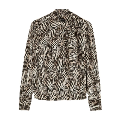 Shop Isabel Marant Ilkeith Printed Stretch-silk Blouse In Beige