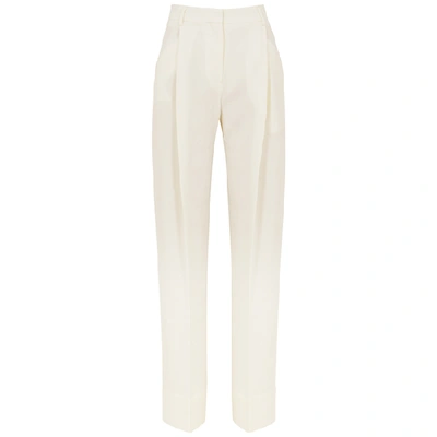 Shop Jacquemus Le Pantalon Loya White Wide-leg Trousers In Ecru
