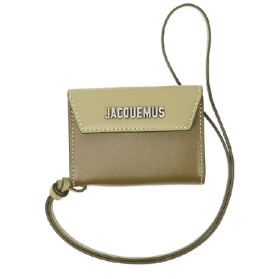 Shop Jacquemus Army Green Leather Wallet In Khaki