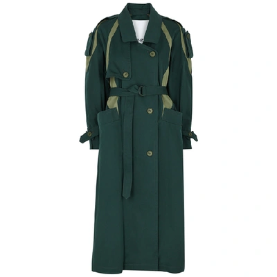 Shop Kenzo Dark Green Twill Trench Coat