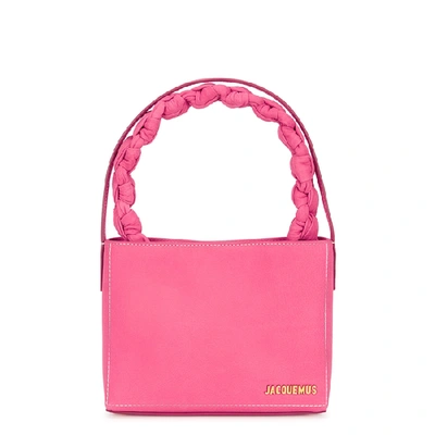 Shop Jacquemus Le Sac Noeud Pink Nubuck Top Handle Bag