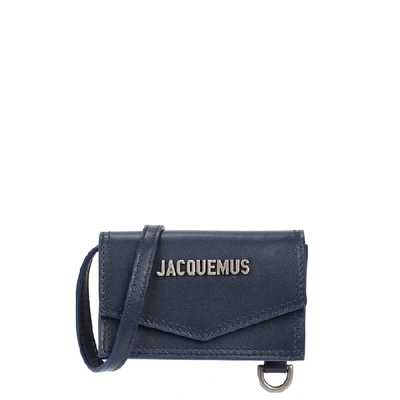 Shop Jacquemus Le Porte Azur Navy Leather Card Holder