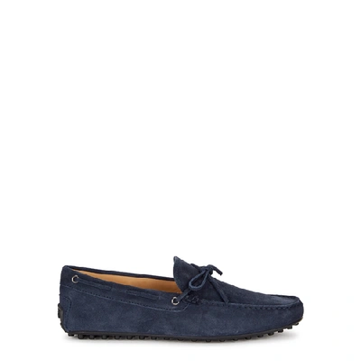 Shop Tod's Gommino Navy Suede Driving Shoes