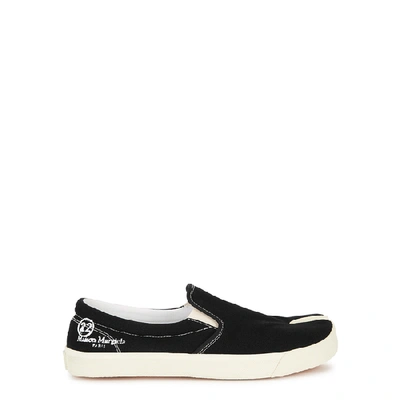 Shop Maison Margiela Tabi Black Canvas Sneakers In Black And White