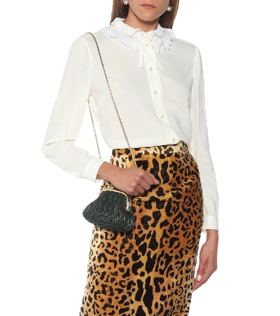 Miu Miu Miu Belle Mini Matelassé Leather Clutch In Green
