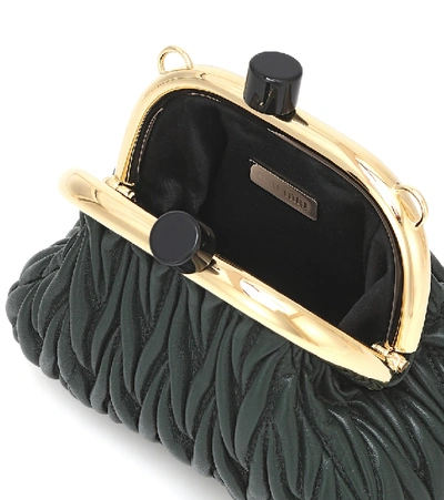 Miu Miu Miu Belle Mini Matelassé Leather Clutch In Green