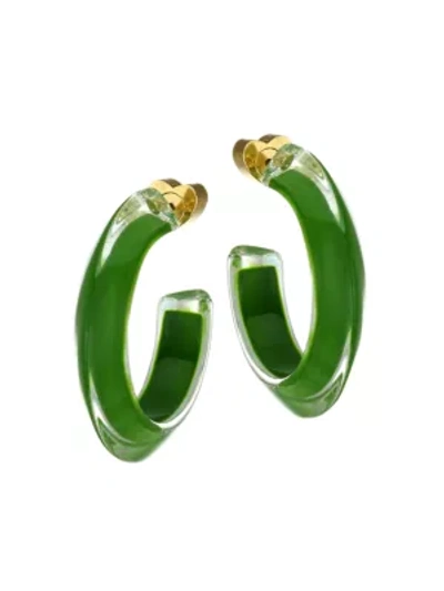 Shop Alison Lou 14k Goldplated & Lucite Small Jelly Hoop Earrings In Juniper