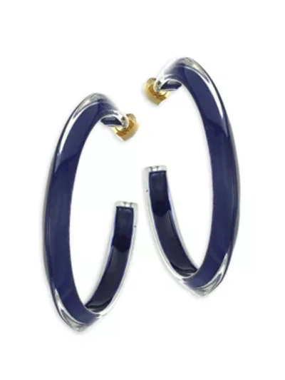 Shop Alison Lou 14k Goldplated & Lucite Medium Jelly Hoop Earrings In Navy