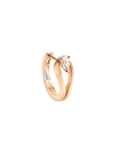 Shop Repossi Women's Serti Inversé 18k Rose Gold & Diamond Single Hoop Earring
