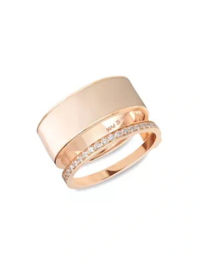 Shop Repossi Berbere Chromatic 18k Rose Gold, Nude Lacquer & Diamond Pavé 2-row Ring