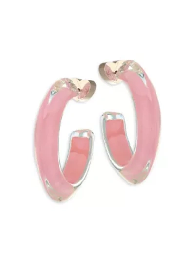 Shop Alison Lou 14k Goldplated & Lucite Small Jelly Hoop Earrings In Dusty Rose