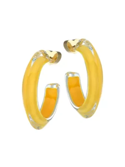 Shop Alison Lou 14k Goldplated & Lucite Small Jelly Hoop Earrings In Mustard
