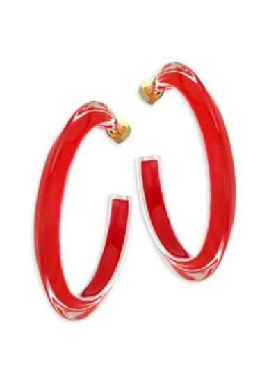 Shop Alison Lou 14k Goldplated & Lucite Medium Jelly Hoop Earrings In Red