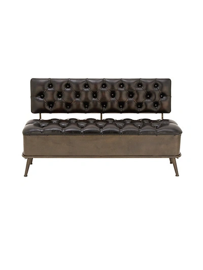 Shop Uma Industrial Iron, Wood, And Faux Leather Upholstered Storage Bench In Black