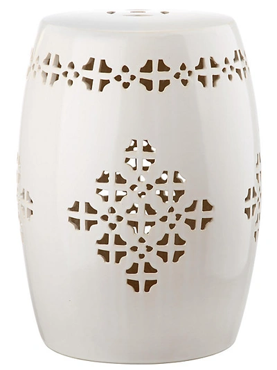Shop Safavieh Quatrefoil Glazed Ceramic Stool In Cream