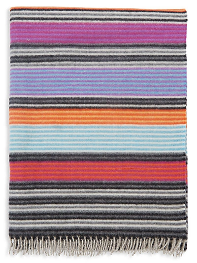 Shop Missoni Erode Striped Wool-blend Throw Blanket In Arancio