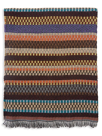 Shop Missoni Striped Wool-blend Throw Blanket In Multi