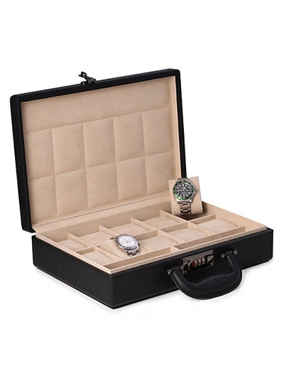 Shop Bey-berk 10-watch Storage Briefcase In Black