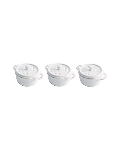 Shop Staub 3-piece Mini Round Cocotte Set In White