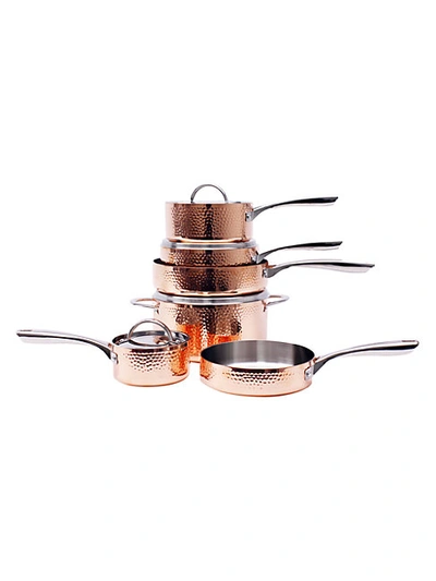 Shop Berghoff Hammered Copper 10-piece Tri-ply Cookware Set In Bronze
