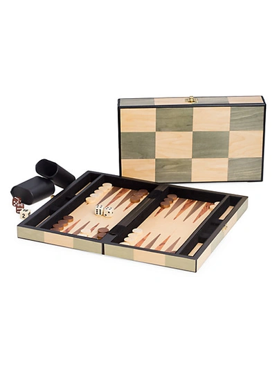 Shop Bey-berk Wooden Backgammon Set In Birch Olive