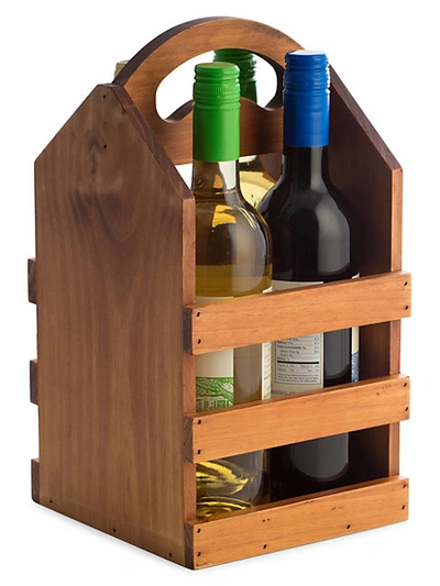 Shop Bey-berk 4-bottle Wooden Caddy In Brown