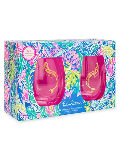 Shop Lilly Pulitzer Mermaids Cove 2-piece Stemless Wine Glass Set