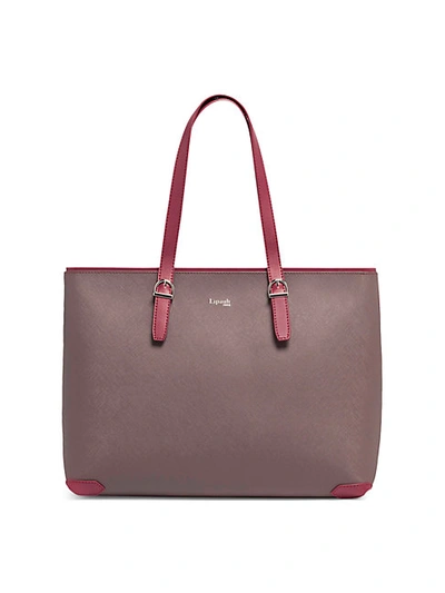Shop Lipault Variation Faux Leather Shopper In Grey
