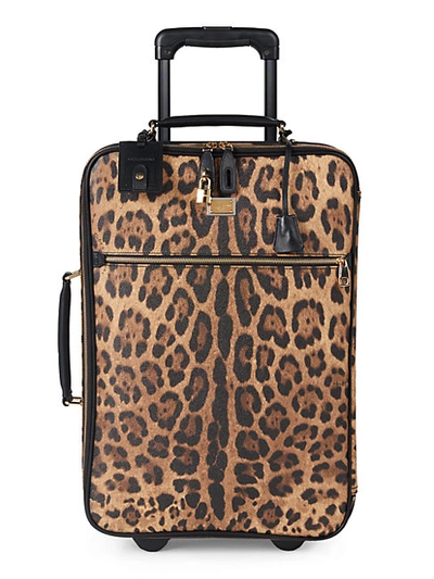 Shop Dolce & Gabbana Animal-print Leather Suitcase In Cheetah