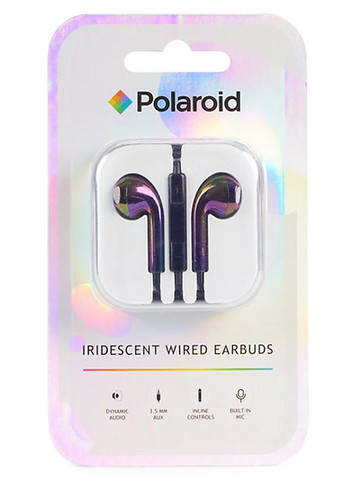 Shop Polaroid Iridescent Wired Earbuds In Blue