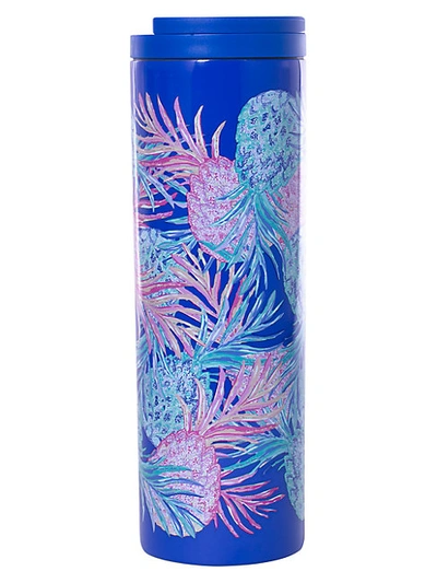 Shop Lilly Pulitzer Stainless Steel Travel Mug Gypset In Blue Pink