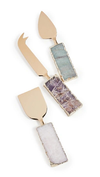 Shop Anthropologie Agate Cheese Knives In Neutral Combo