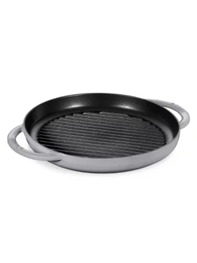 Shop Staub 10" Round Double Handle Pure Grill In Graphite Grey