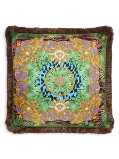 Shop Versace Jungle Silk Cushion In Pattern